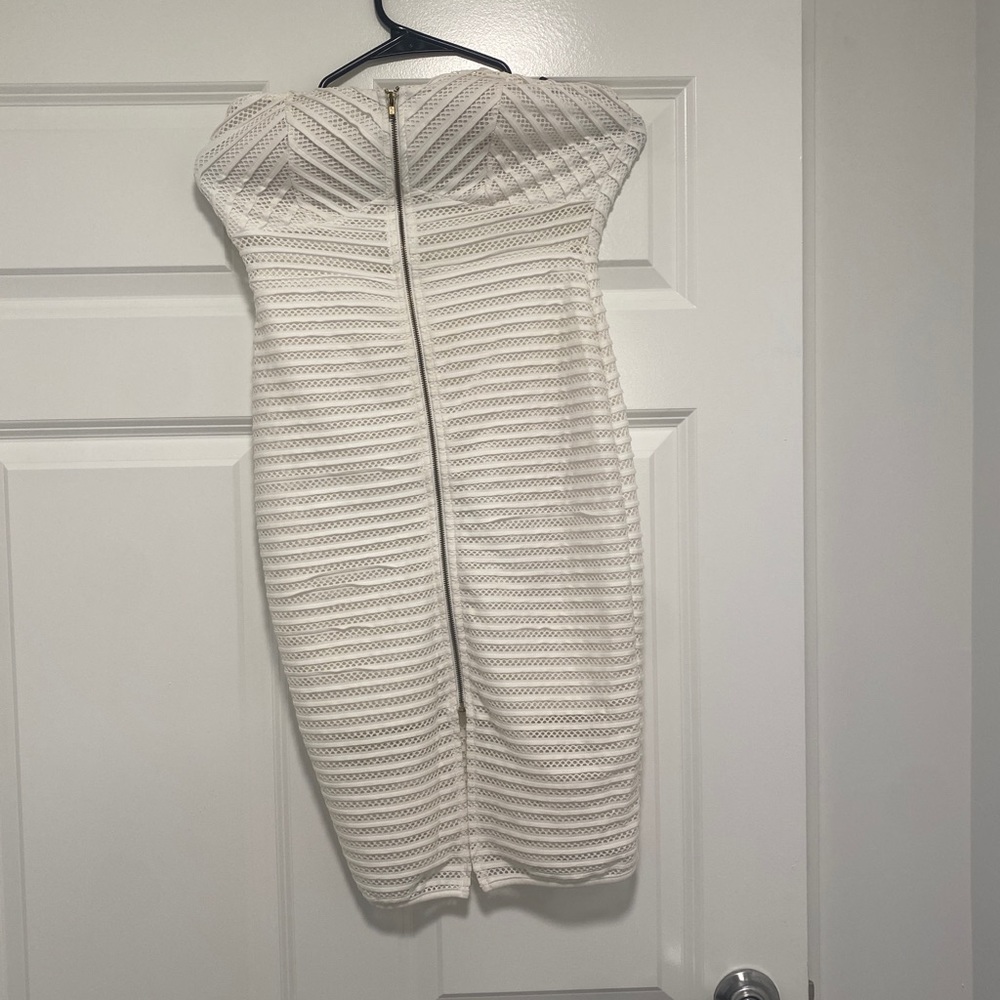 Texture white mini body con dress